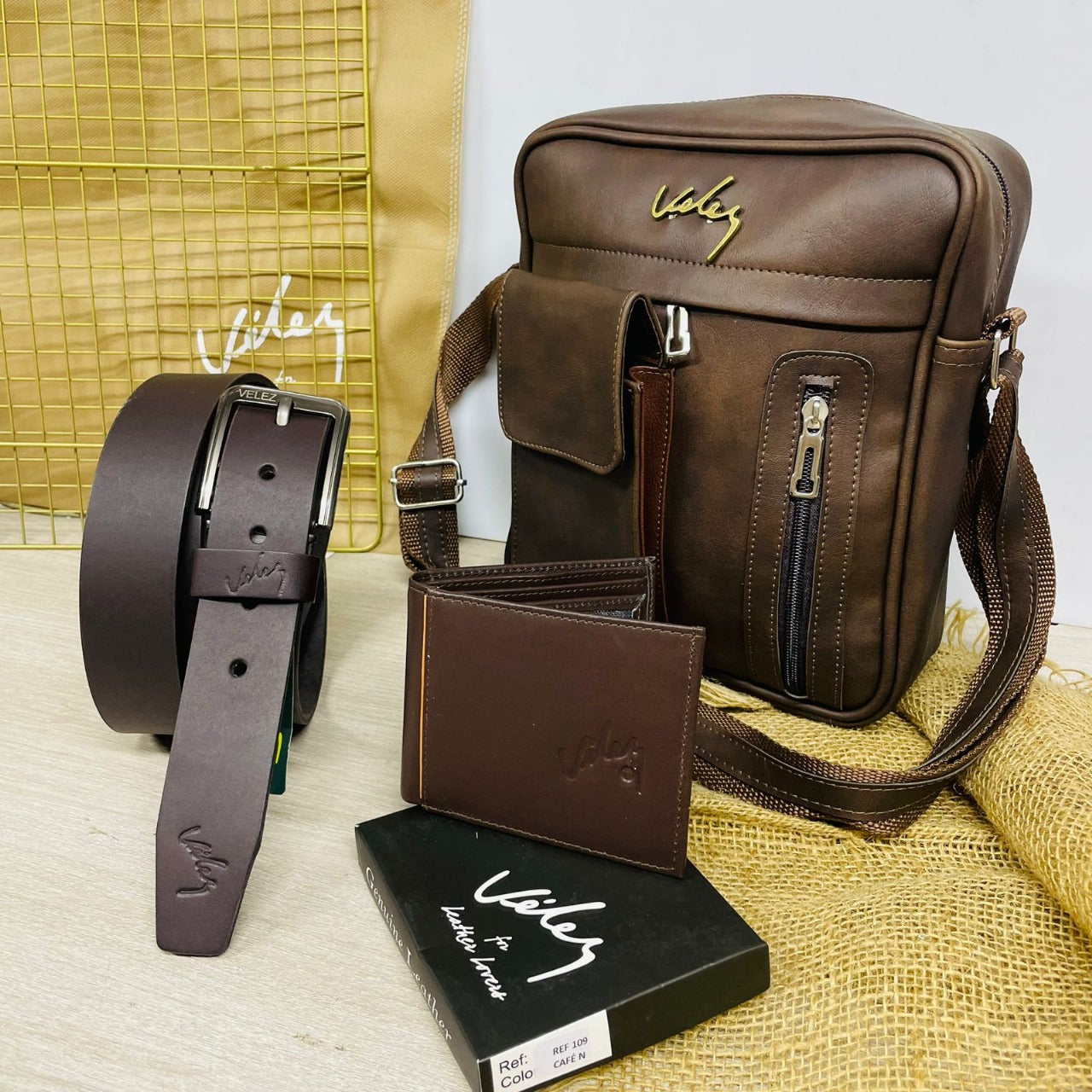 SET VELEZ PREMIUM (CARRIEL, CORREA Y BILLETERA)