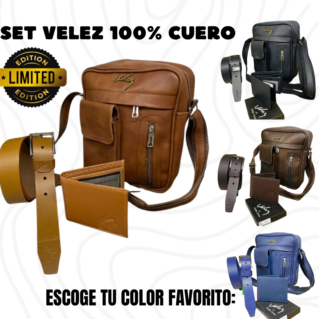SET VELEZ PREMIUM (CARRIEL, CORREA Y BILLETERA)