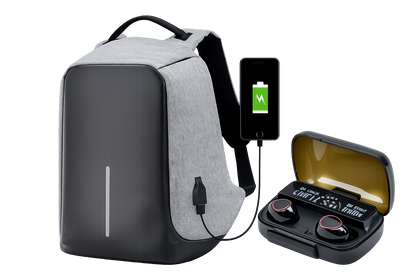 COMBO BOLSO ANTIRROBO PREMIUM + AUDIFONOS M10 🎒🔊