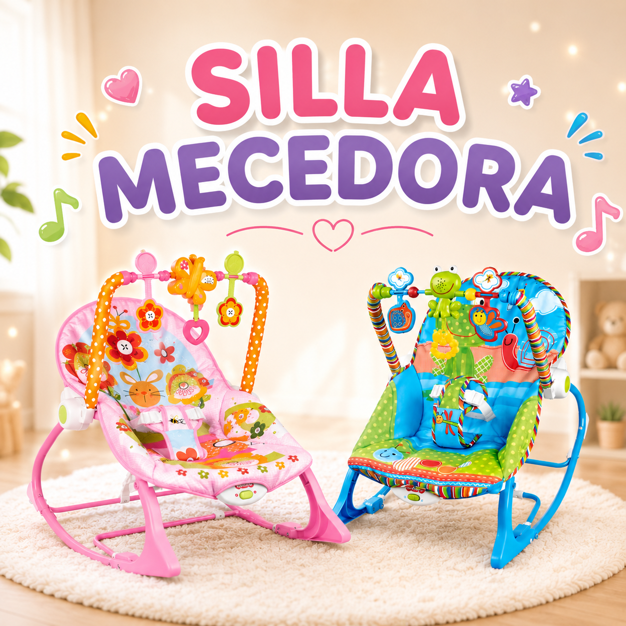 Silla Mecedora Interactiva para Bebé con Vibración y Musica